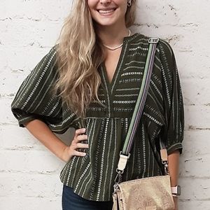 Ivy Jane Stripe Embroidered Blouse NWT